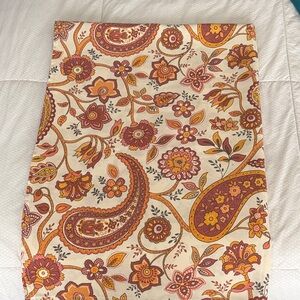 BOHO Floral Paisley Fabric Tablecloth in Cream, Orange & Terra Cotta
